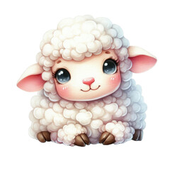 Little sheep. Baby cute watercolor illustration - 751378186