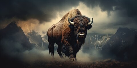 vintage buffalo. - obrazy, fototapety, plakaty