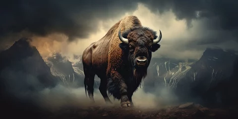 Zelfklevend Fotobehang vintage buffalo. © Coosh448