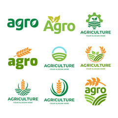 Agriculture logo, vector design set collection isolated on white background