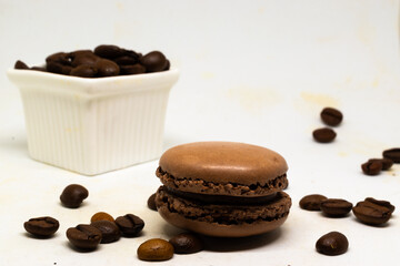 Macaroons and roasted coffee beans