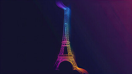 Minimalist Elegance: Artful Depiction of the Eiffel Tower in Painterly Style, Symbolizing Olympic Excellence