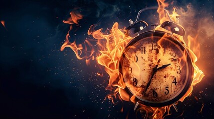 isolated clock on fire