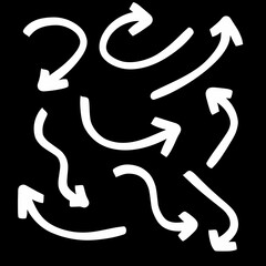 Set vector of white Arrow on black background