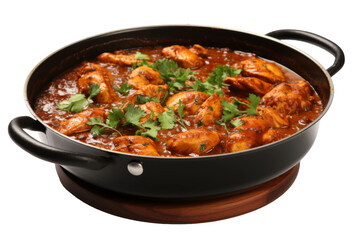 Pot Cooked Spicy Chicken Curry Isolated on Transparent Background.