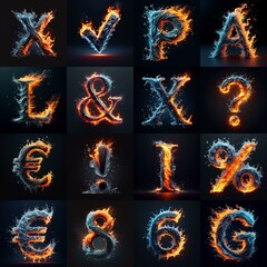 Lettering Typeface That Blends water and fire. AI generated illustration