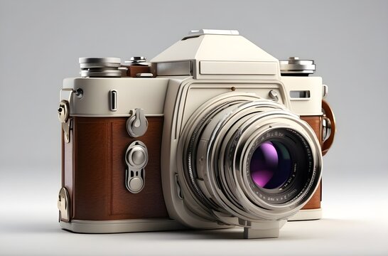Vintage Elegance: A Classic Camera Capturing Time, Adorned with Intricate Metallic and Leather Textures, Reflecting the Artistry of Photography, generative AI