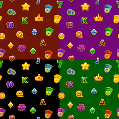 Set of Seamless patterns with Slot icons
