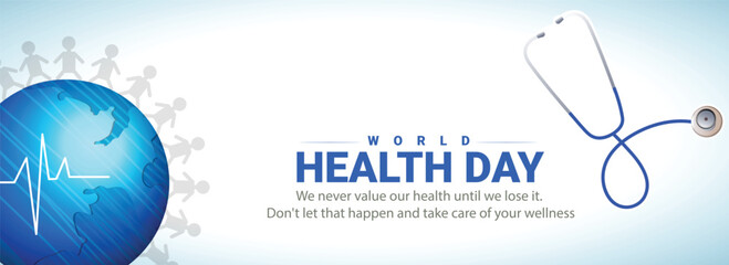 World Health day illustration with  doctor stethoscope.