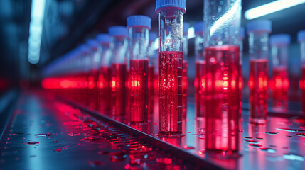 Test Tubes Filled with Blood Samples Undergoing Comprehensive Examination and Diagnostic Testing for Various Health Conditions. Generative AI.