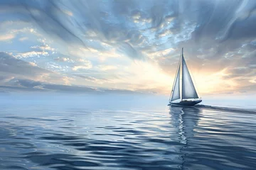 Rolgordijnen a sailboat on the water © White