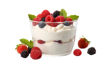 Fruit-Infused Sweet Yogurt Isolated on Transparent Background.