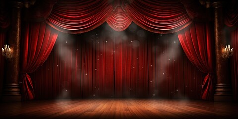 Theater stage light background with spotlight illuminated the stage for opera performance. Stage...