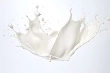 Fotobehang Milk creamy splash isolated on white background © Oksana