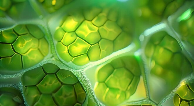 The vibrant activity of chloroplasts in a sunlit leaf