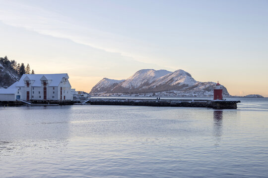 	
The Jugend city Aalesund (&Aring;lesund) harbor on a beautiful cold winter's day. M&oslash;re and Romsdal county	
