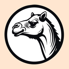 Black and White Camel Outline Silhouette Ornament Vector Art for Logo and Icon, Sketch, Tattoo, Clip Art