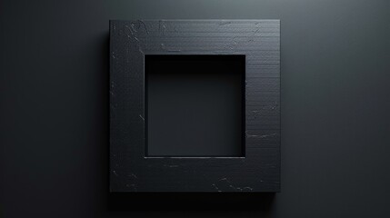 Minimalistic black textured frame on a dark background with shadow play.