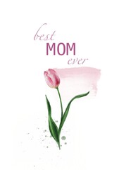 pink flower on white for mom
