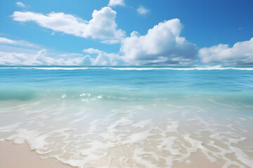 beautiful beach and tropical sea under the blue sky with white clouds
