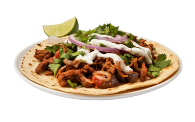 Captivating Close-up Image of a Street Taco with Juicy Meat Isolated on Transparent Background PNG.