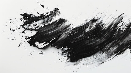 oil brush painting with black ink on a white background