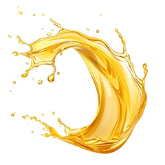 Yellow beer, oil or juice splash. Realistic liquid beverage swirl isolated on white background