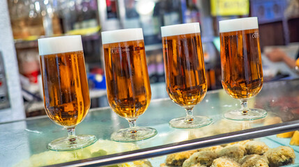 Beer Glass at Public Bar, Spain, Europe