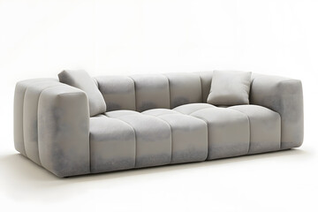 Stylish grey sofa on white background