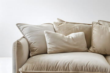 Fototapeta na wymiar Stylish beige sofa isolated on white background