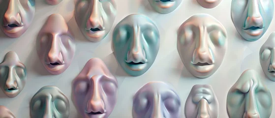 Deurstickers Pastel Nose Collection, Surreal amidst pop art, Soft grey background © Gasi