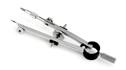 Drawing Compass Silhouette on White Backgound