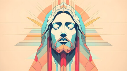 Risplendi nella Dolcezza: Gesù Cristo in Colori Pastello - obrazy, fototapety, plakaty