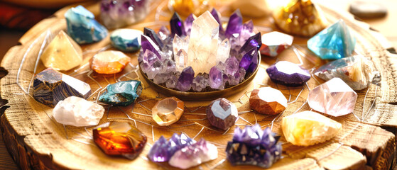Precious, stone, backdrop, mysterious, natural, forest, Magic, quartz, esoteric, crystal, ritual, witchcraft, spiritual practice, Reiki, healing, therapy, life balance, Gemstone, closeup, Mineral, - 751390553