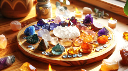 Precious, stone, backdrop, mysterious, natural, forest, Magic, quartz, esoteric, crystal, ritual, witchcraft, spiritual practice, Reiki, healing, therapy, life balance, Gemstone, closeup, Mineral - 751390558