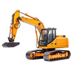 Excavator Isolated on White Background and transparent background. Ideal for use in advertising. Generative ai