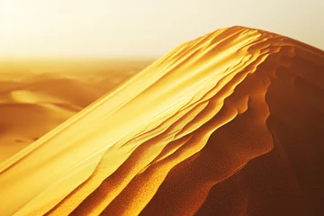 Gordijnen A sand dune towering in the vast desert landscape under a clear sky, showcasing the harsh and arid environment © koala studio