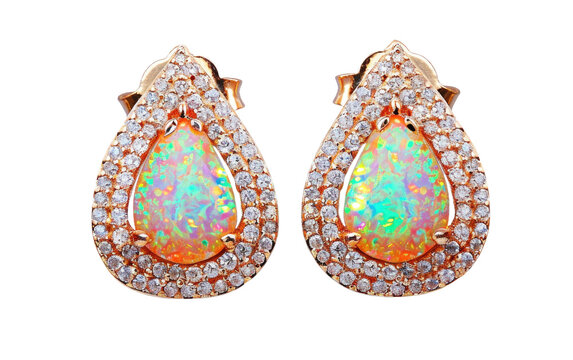 Opal Earring isolated on transparent Background