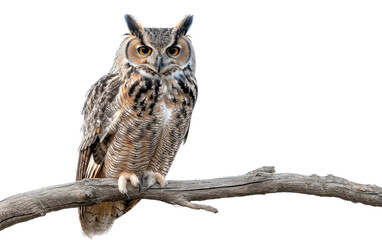 Perched Owl: A Branch's Guardian isolated on transparent Background