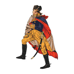 A historical figure of valor and nobility, standing with pride in a vector clip art illustration