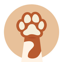Cat paw in circle, cat paw , cat vector illustration, kitten feet in pastel circles, paw icon vector illustration