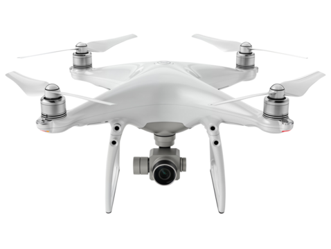 White Drone Isolated on Transparent Background