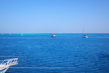 Fototapeta premium Seascape with white yacht sailing the sea
