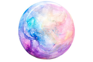 Pastel colors soap bubble in watercolor style isolated on white background