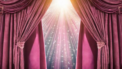 pink stage curtains with spotlight