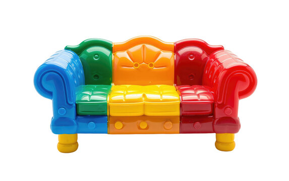 Sofa made of Plastic Toys isolated on transparent Background