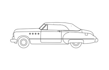 Line Drawing of Antique Car from the 40s