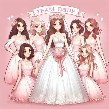Beautiful bride and her team bride
