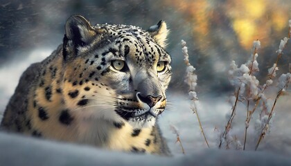 usa montana captive snow leopard in winter