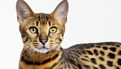 elegant and charming savannah cat close up isolated on white 3d render